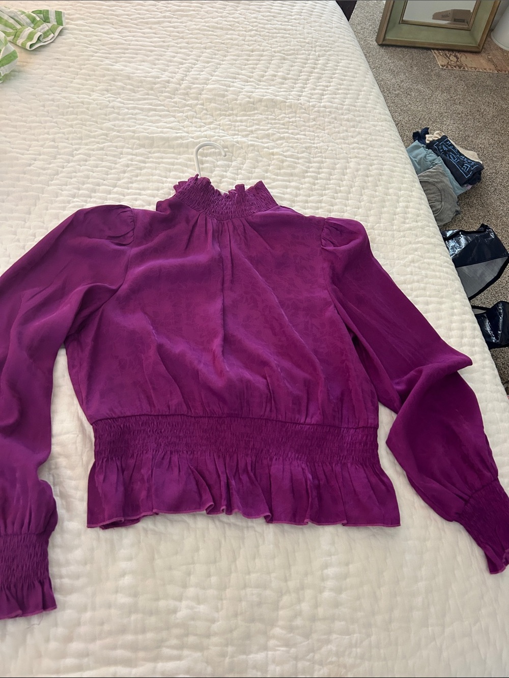 Lucy Paris Magenta Smocked Neck & Waist Blouse
